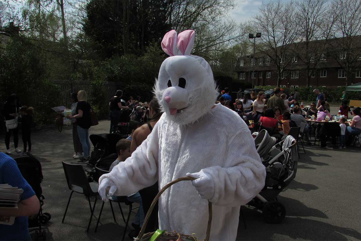 The Easter bunny comes to visit at Bethany Church Gatley