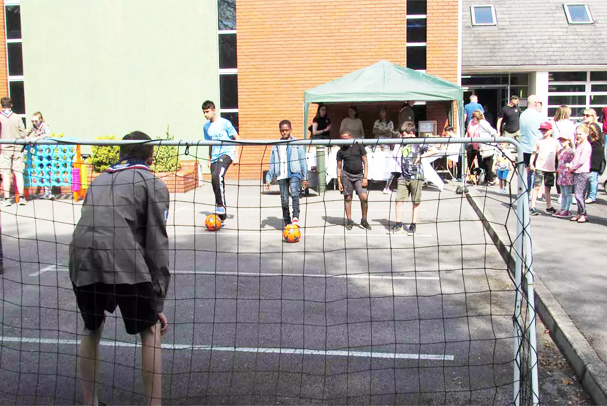 Youngsters playing football at Bethany